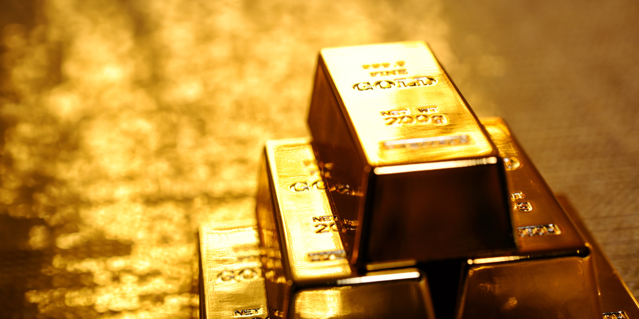 Gold bars stacked 