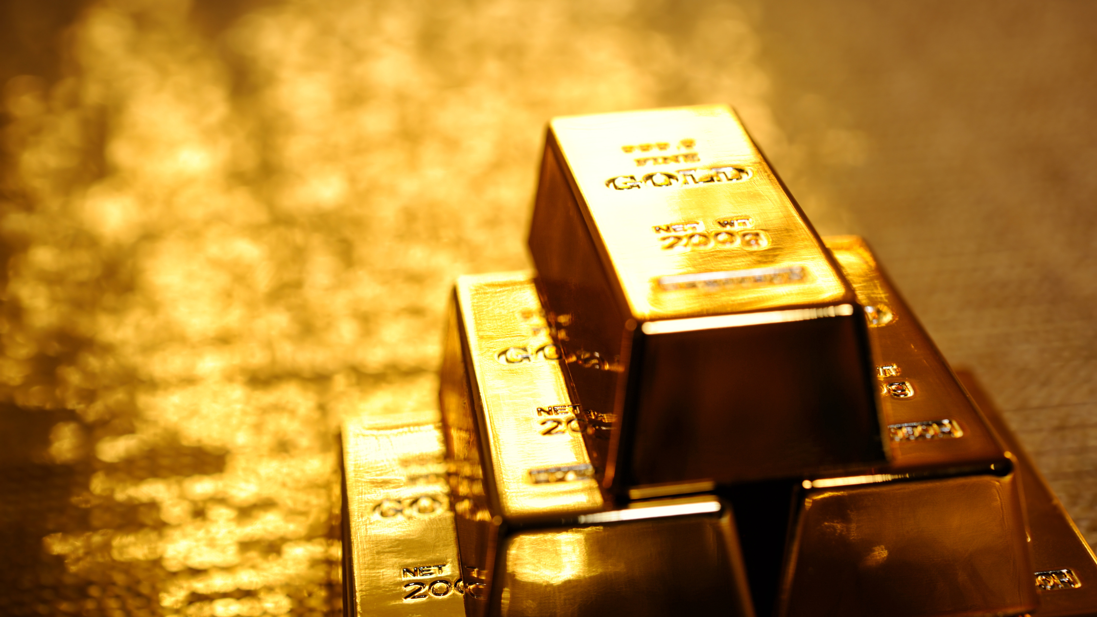 Gold bars stacked 