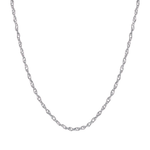 A silver-toned twisted rope chain necklace displayed against a solid white background.
