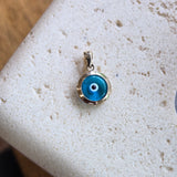 Blue Glass Evil Eye Pendant | 14k Solid Gold