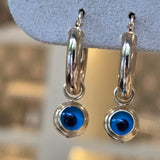 Evil Eye Hoop Charms (pair) | 10k Solid Gold