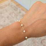 Pearl station bracelet | 14k Solid Gold