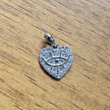 Evil Eye Heart-Shaped Sterling Silver Pendant with CZ