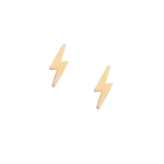 A pair of minimalist lightning bolt stud earrings in a polished gold-tone finish, displayed on a clean white background.