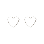 Heart shape silver earrings on a white background