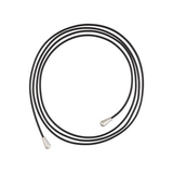 A coiled black elastic cord with silver-toned metal end caps, photographed on a plain white background.