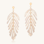 Pair of leaf-shaped earrings on a white background