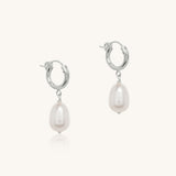 Celeste pearl drop hoops | SS