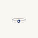 Dark Blue Evil Eye Stacking Ring | 925 Sterling Silver