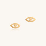Simple Evil Eye Studs | 10k Gold