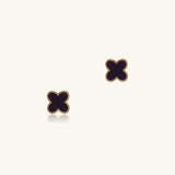 Black Shell Clover Studs | 10k Solid Gold