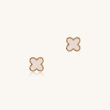 Mother of Pearl Clover Studs | 10k Solid Gold