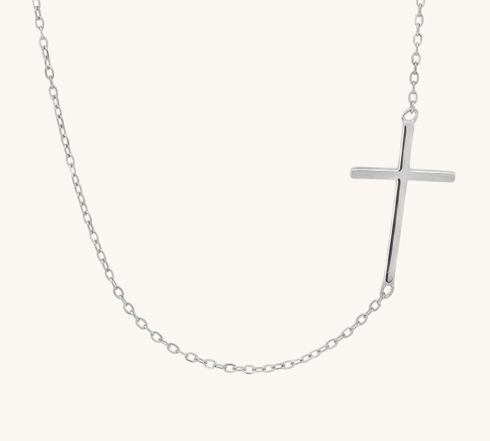 Sterling Silver Sideways Cross | Necklace | Olaeda
