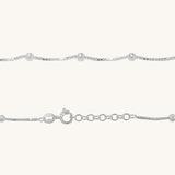 Sterling silver ball and box chain anklet