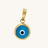 Blue Glass Evil Eye Pendant | 14k Solid Gold