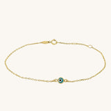 Dainty Evil Eye Bracelet | 10k Solid Gold