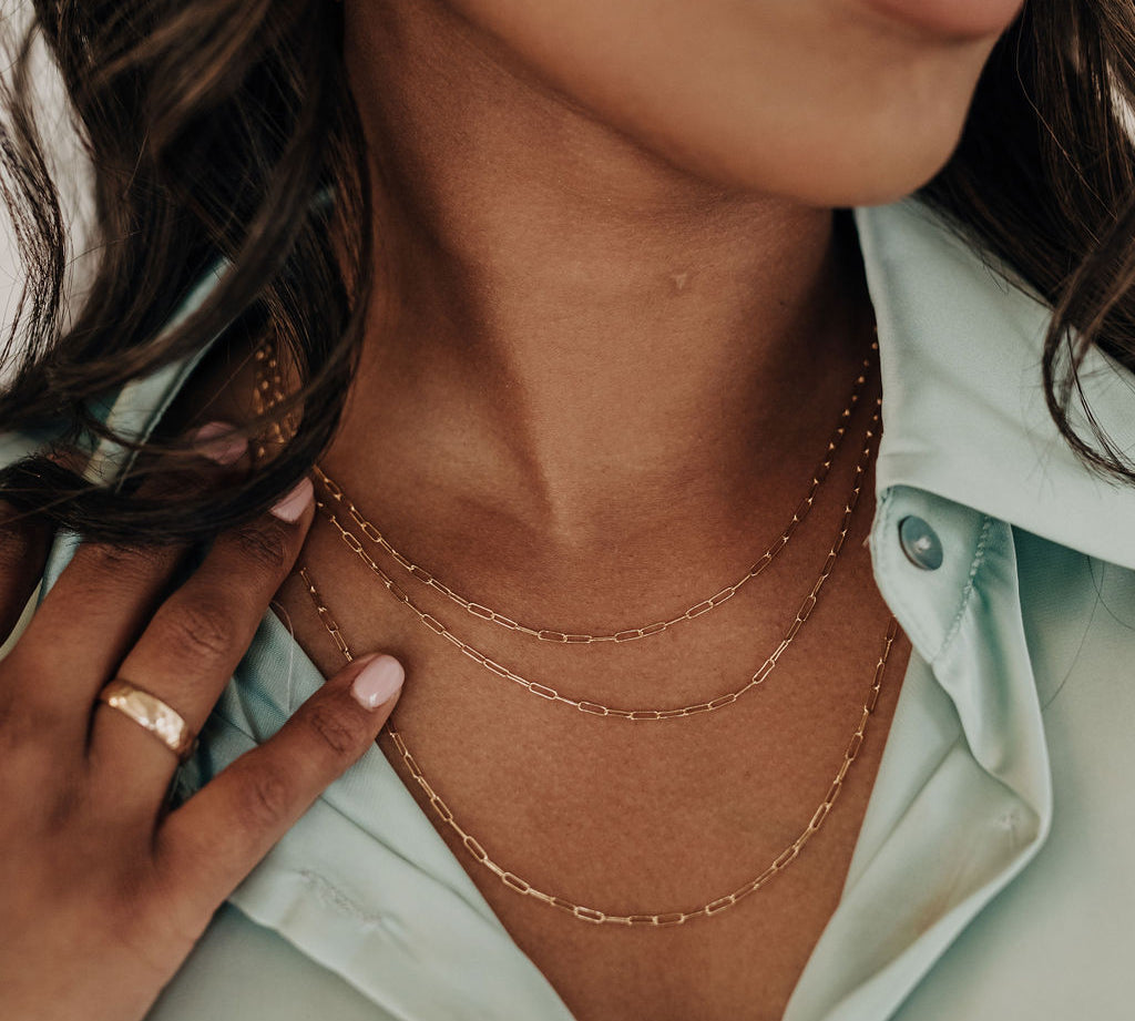 14k gold filled mini paperclip chain