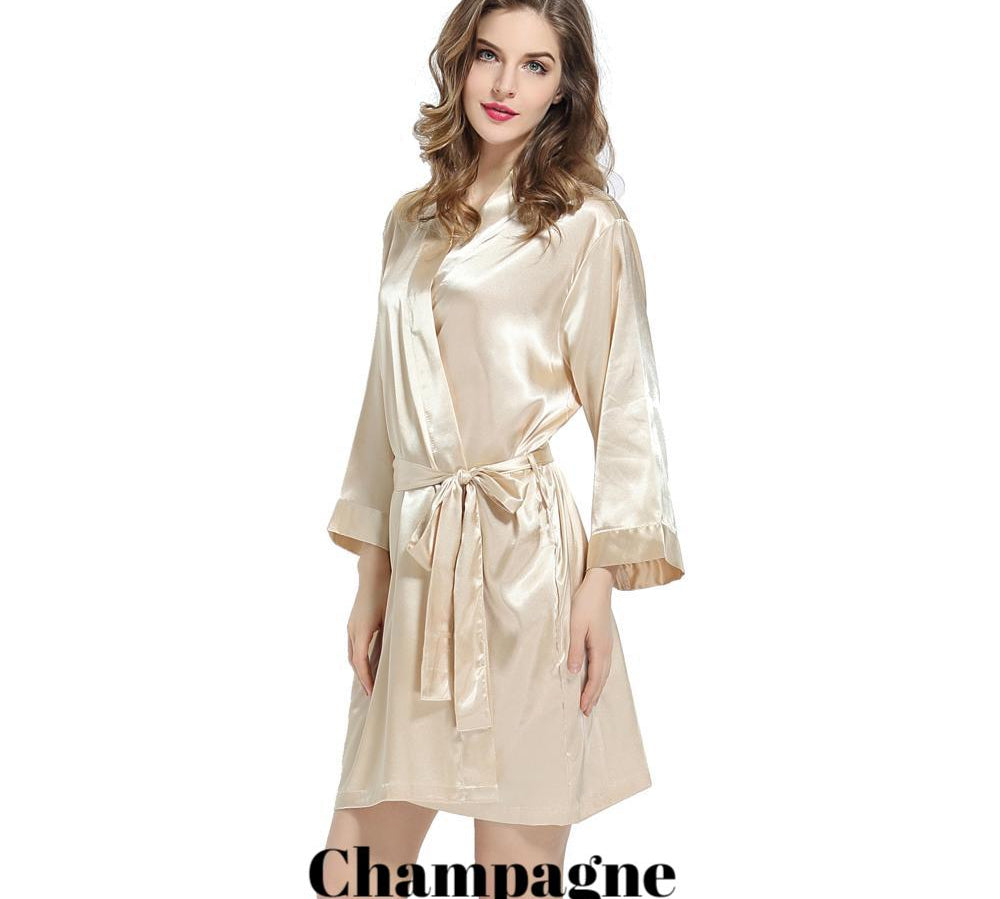 Champagne solid satin robe