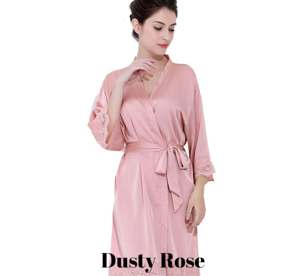 Dusty Rose satin with lace robe