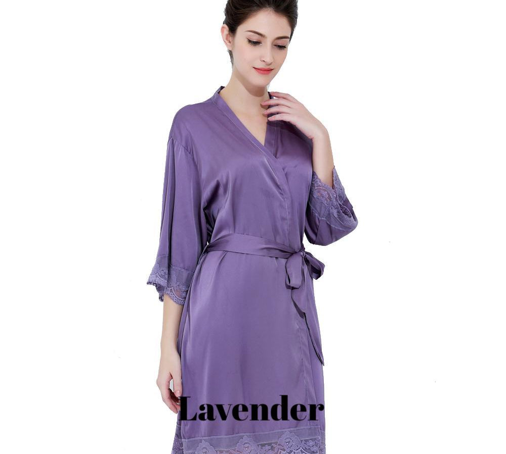 Lavender satin with lace robe