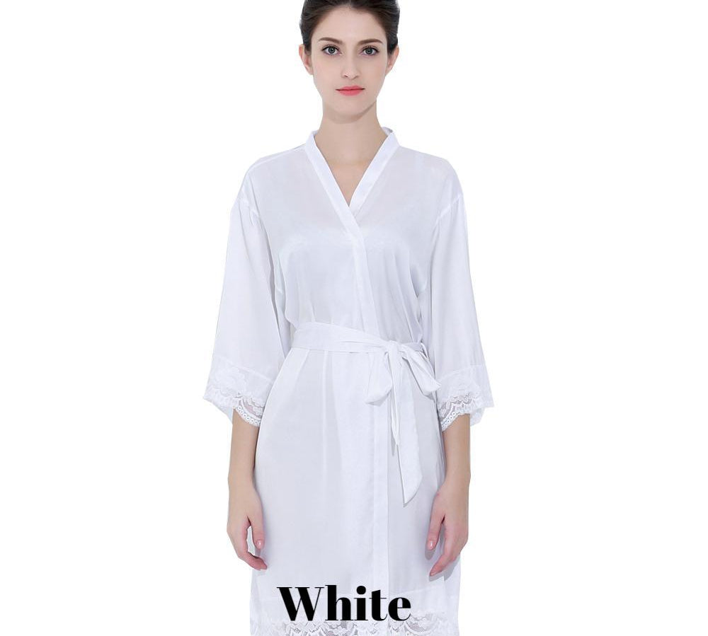 White satin with lace robe