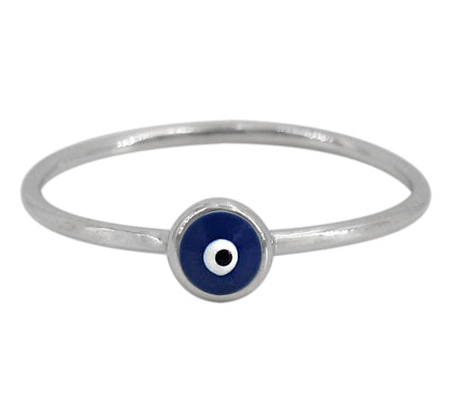 Dark Blue Evil Eye Stacking Ring | 925 Sterling Silver