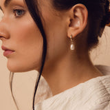 Celeste pearl drop hoops | SS