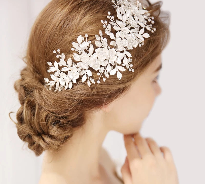 Floral and crystal hair vine