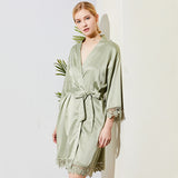 Lace trim satin robes
