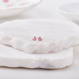 Sterling silver pink enamel heart studs