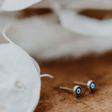 Evil Eye Enamel Studs | 10k Solid Gold